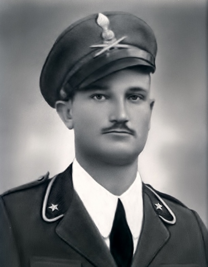 Giuseppe Torcasio in uniform with the Corps Heavy Artillery Regiment insignia on his peaked Visor Cap,During World War I